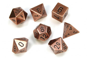 Chessex Polyhedral 7-Die Set Metal Copper-Steel/White Gaming Dice Chessex Dice   