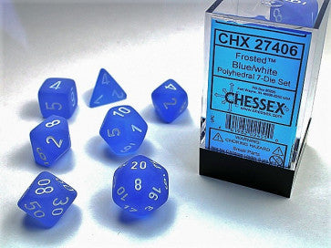 Chessex Polyhedral 7-Die Set Frosted Blue/White Gaming Dice Chessex Dice   