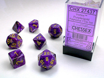 Chessex Polyhedral 7-Die Set Vortex Purple/Gold Gaming Dice Chessex Dice   
