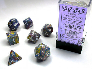 Chessex Polyhedral 7-Die Set Festive Carousel/White Gaming Dice Chessex Dice   