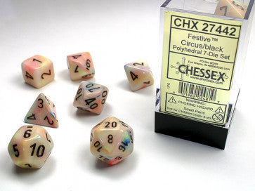 Chessex Polyhedral 7-Die Set Festive Circus/Black Gaming Dice Chessex Dice   