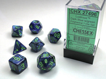 Chessex Polyhedral 7-Die Set Lustrous Dark Blue/Green Gaming Dice Chessex Dice   