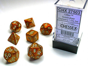 Chessex Polyhedral 7-Die Set Glitter Gold/Silver Gaming Dice Chessex Dice   
