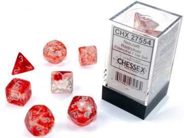 Chessex Polyhedral 7-Die Set Nebula Red/Silver w/Luminary Gaming Dice Chessex Dice   