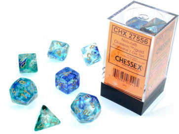 Chessex Polyhedral 7-Die Set Nebula Oceanic/Gold w/Luminary Gaming Dice Chessex Dice   