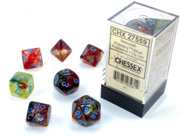 Chessex Polyhedral 7-Die Set Nebula Primary/Blue w/Luminary Gaming Dice Chessex Dice   