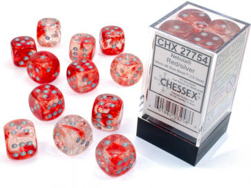 Chessex 16mm D6 Dice Block Nebula Red/Silver w/Luminary Gaming Dice Chessex Dice   
