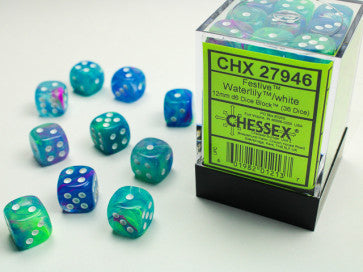 Chessex 12mm D6 Dice Block Festive Waterlily/White Gaming Dice Chessex Dice   