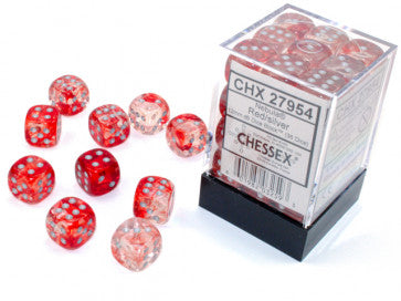 Chessex 12mm D6 Dice Block Nebula Red/Silver w/Luminary Gaming Dice Chessex Dice   