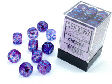 Chessex 12mm D6 Dice Block Nebula Nocturnal/Blue w/Luminary Gaming Dice Chessex Dice   