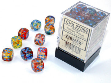 Chessex 12mm D6 Dice Block Nebula Primary/Blue w/Luminary Gaming Dice Chessex Dice   