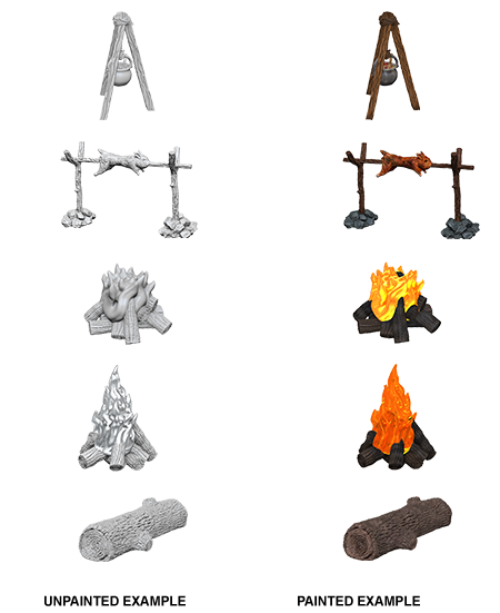 WizKids Deep Cuts Unpainted Miniatures Camp Fire & Sitting Log Dungeons & Dragons WizKids   