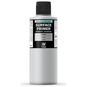 74.601 Vallejo Auxiliary Surface Primer: Grey (200ml) Vallejo Auxiliary Vallejo   