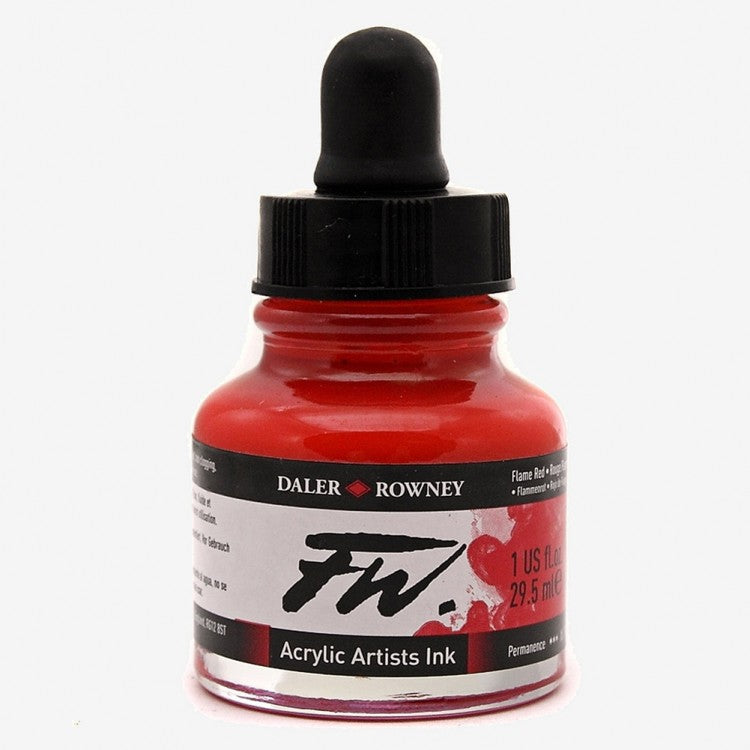 DALER ROWNEY : FW ARTISTS' INK : 29.5ML : FLAME RED Daler Rowney FW Artist Inks Daler Rowney   