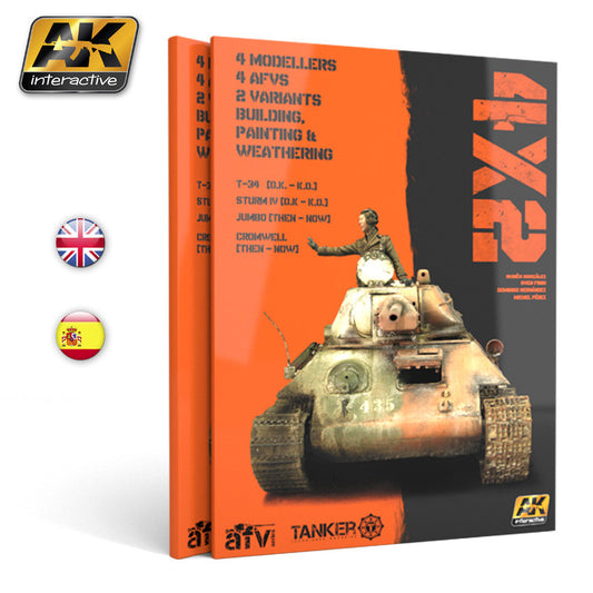 4X2: Building, Painting and Weathering Techniques on AFVs (130+ pages) Book AK Interactive   