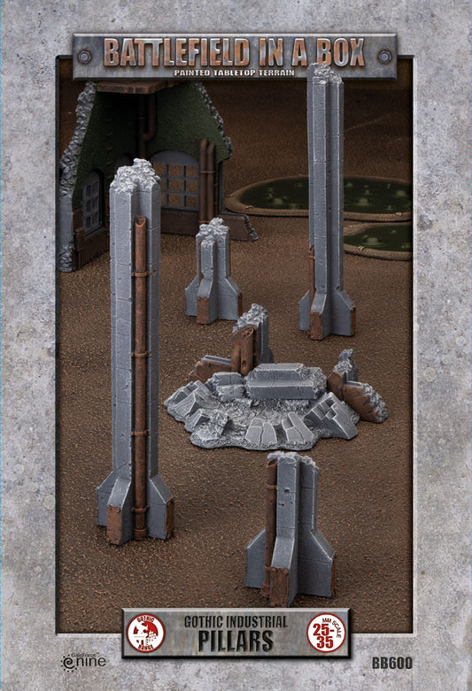 Gothic Industrial - Pillars (x1) - 30mm Battlefield in a Box Aetherworks   
