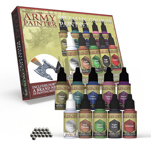 Army Painter Paint Set - Warpaints Metallic Colours Paint Set Army Painter Metallics War and Peace Games   