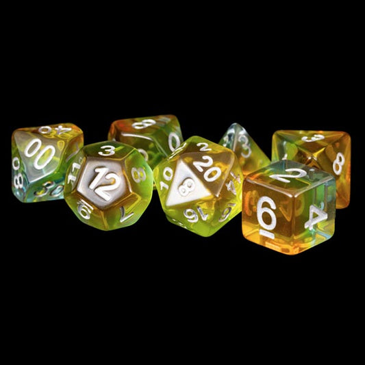 MDG 16mm Resin Polyhedral Dice Set: Yellow Aurora Gaming Dice All Interactive Distribution   