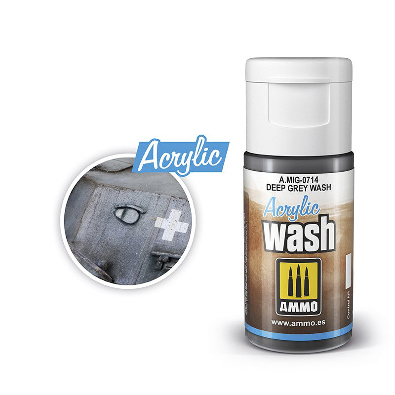A.MIG-0714 MIG Acrylic Washes: Deep Grey Wash 15ml MIG Acrylic Washes Ammo by MIG   