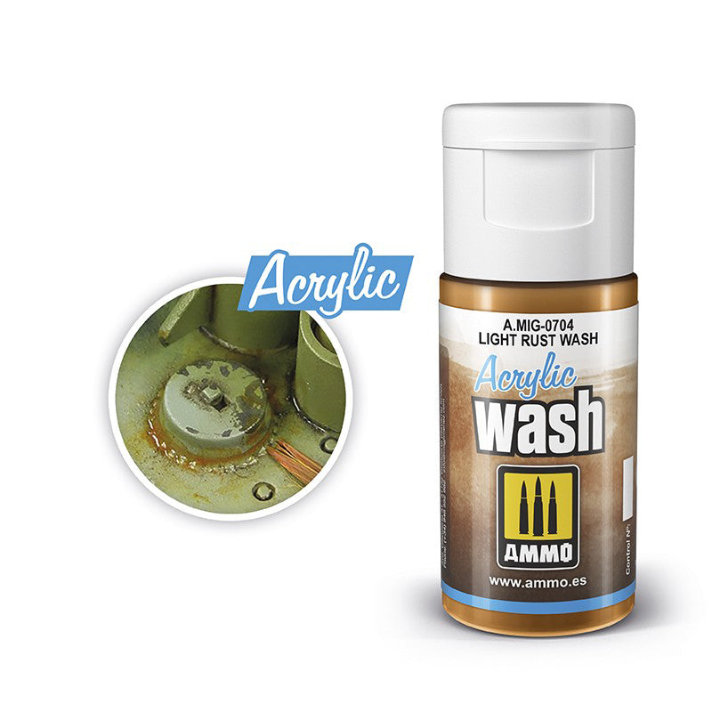 A.MIG-0704 MIG Acrylic Washes: Light Rust Wash 15ml MIG Acrylic Washes Ammo by MIG   