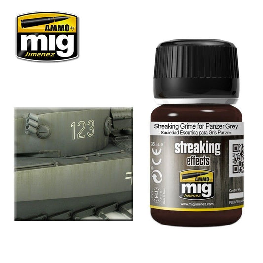 A.Mig-1202 Streaking Grime For Panzer Grey MIG Weathering Ammo by MIG   