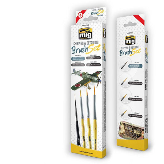 A.MIG-7603 Chipping and Detailing Brush Set MIG Brushes Ammo by MIG   