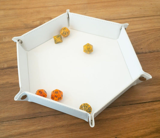 Hex Dice Tray 8" White Dice Tray Lets Play Games   