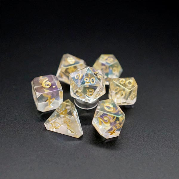 DHD 7 Piece RPG Set: Avalore Prismatic Sunlight Gaming Dice Die Hard Dice   