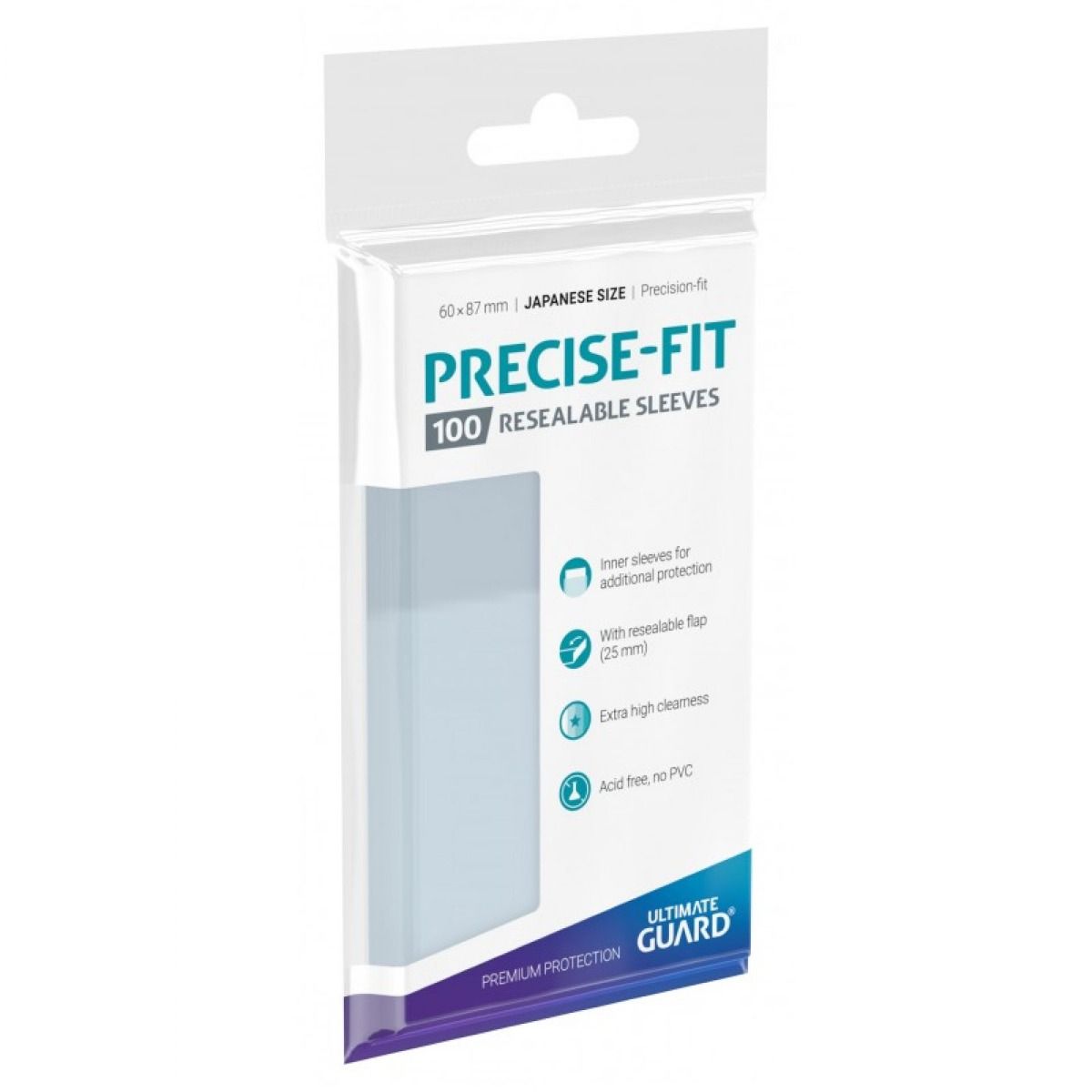 Ultimate Guard Precise-Fit Sleeves Resealable Japanese Size Transparent (100) Card Sleeves Ultimate Guard   
