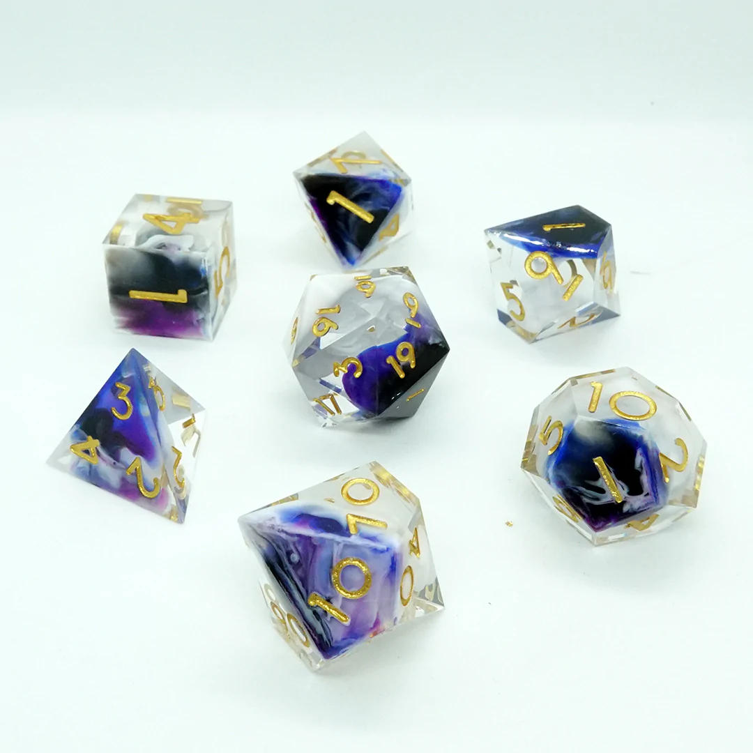 Chronicle Sharp Resin Dice Sets - Purple w. Colour Chronicle RPG Dice Chronicle RPG Store Default Title  