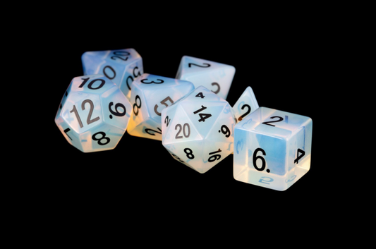 MDG 16mm Stone Poly Dice Set: Opalite Gaming Dice All Interactive Distribution   