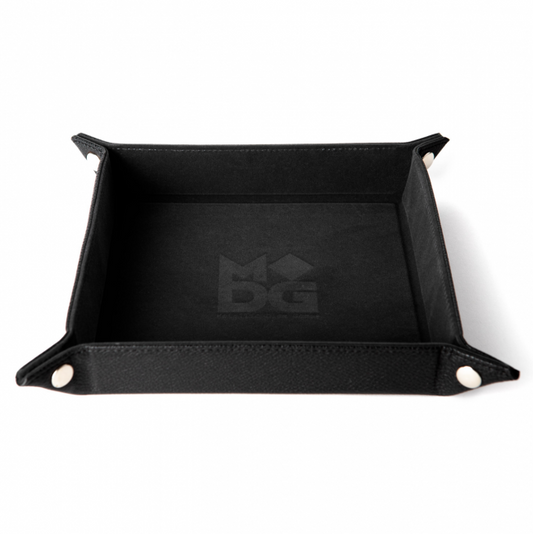 MDG Fold Up Velvet Dice Tray w/ PU Leather Backing: Black Dice Tray All Interactive Distribution   
