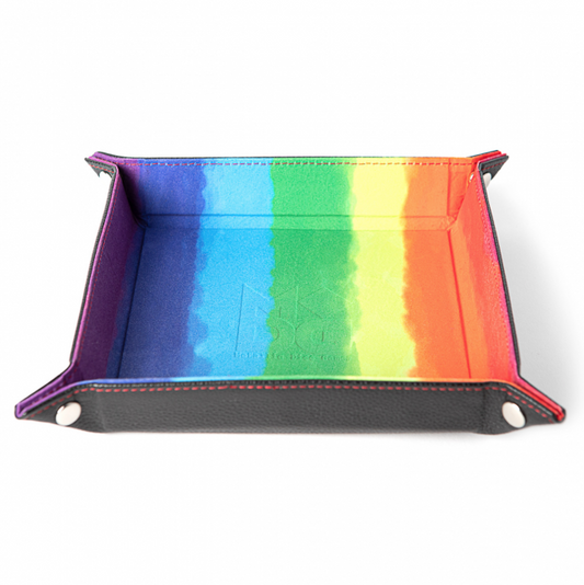 MDG Fold Up Velvet Dice Tray w/ PU Leather Backing: Watercolor Rainbow Dice Tray All Interactive Distribution   