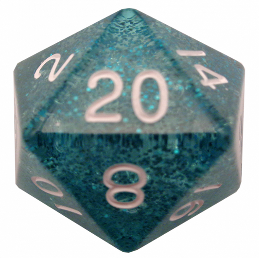 MDG 35mm Mega Acrylic d20: Ethereal Light Blue with White Numbers Gaming Dice Metallic Dice Games   