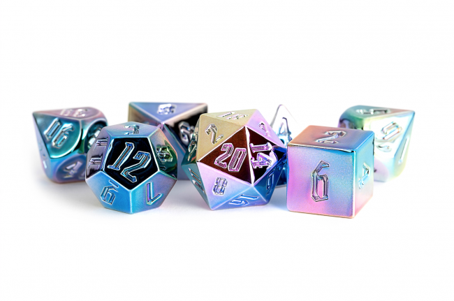 MDG Plated Rainbow 7 Piece Dice Set Gaming Dice All Interactive Distribution   