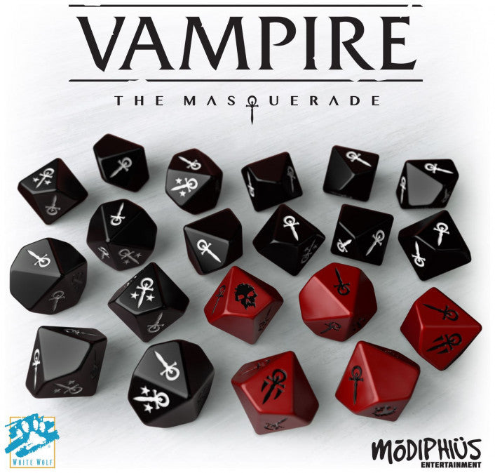 Vampire the Masquerade Dice Set (20 Custom 10-sided Dice) Vampire the Masquerade Lets Play Games   